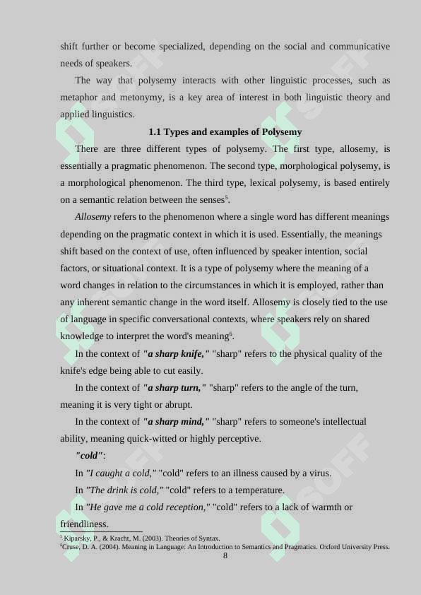 Polysemy and Homonymy in English mavzusida kurs ishi 8