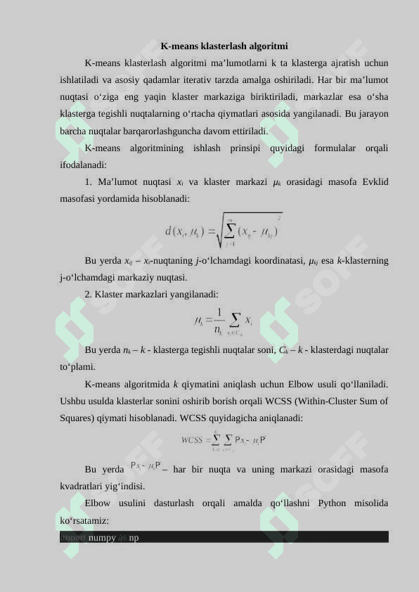 K means algoritmida k qiymatini tanlash (Elbow usuli) 4