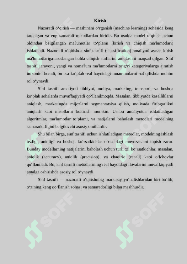Nazoratli oʻqitishda sinf tasnifi (classification) amaliyoti 3