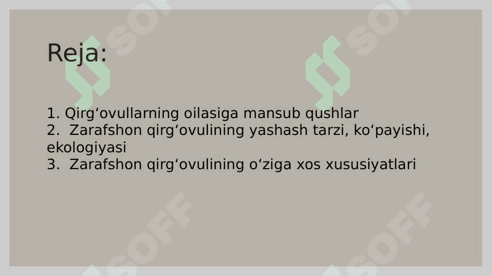 Zarafshon qirgʻovulining tarqalgan joyi va boshqa qirgʻovullardan farqi 2