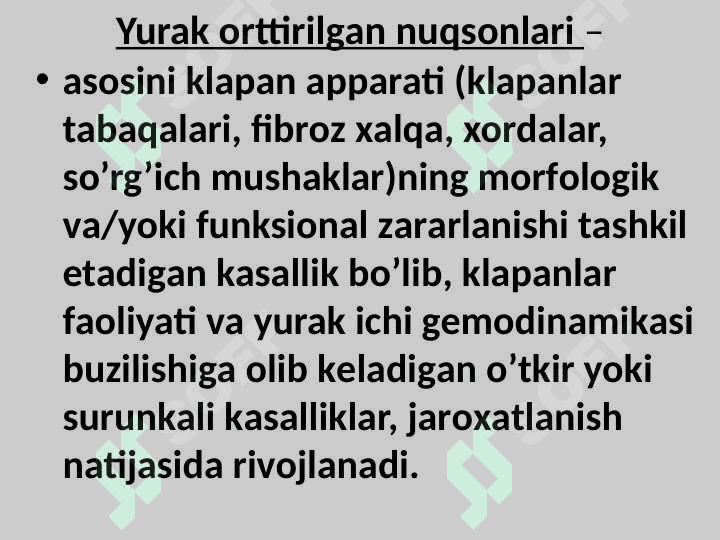 YURAK ORTTIRILGAN NUQSONLARI. 2