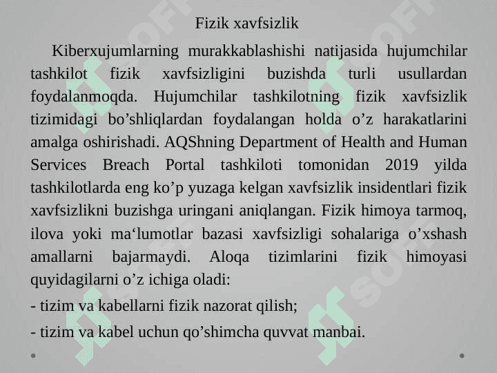 Axborot infratuzilmasini fizik himoyasini ta’minlash 5