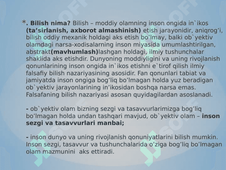 Bilish falsafasi (Gnoseologiya) 2