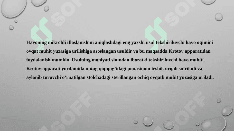 Havoning bakteriologik ifloslanganligini aniqlash usullari 4