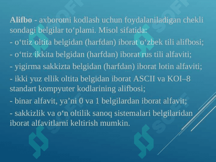 Sodda shifrlash algoritmlari 6