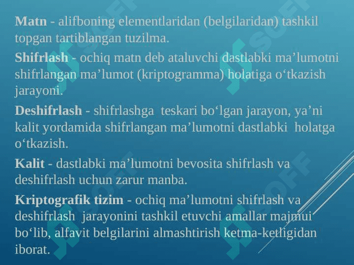 Sodda shifrlash algoritmlari 7