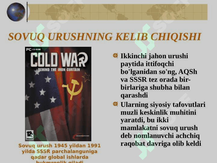 SOVUQ URUSH MOJAROLARI  AQSH va SSSR 3