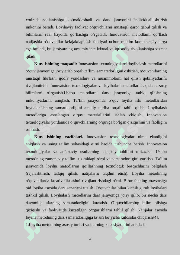 “Innovatsion texnologiyaning loyihalash metodlaridan dars jarayonida foydalanish” 4