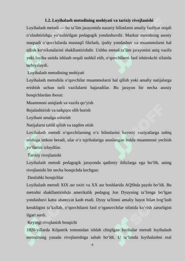 “Innovatsion texnologiyaning loyihalash metodlaridan dars jarayonida foydalanish” 8