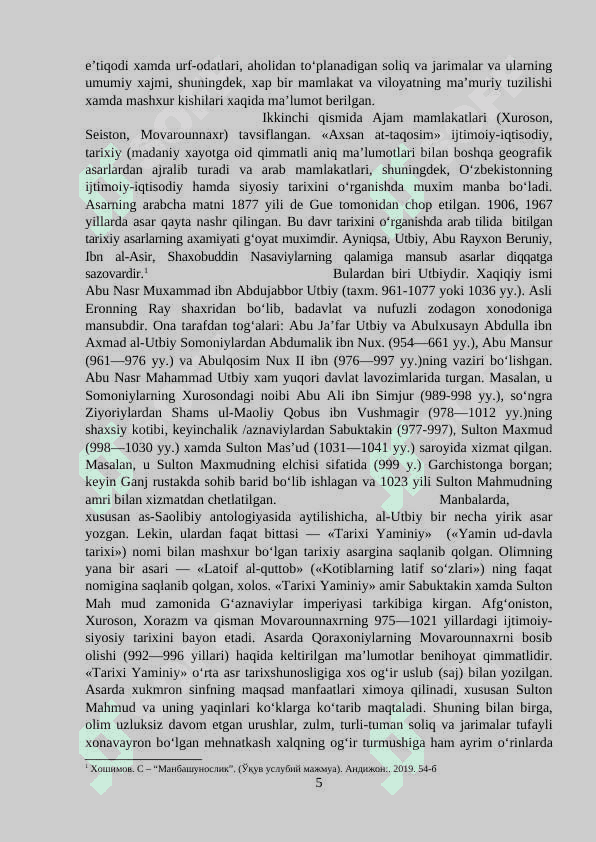X – XII asrlarda eski o’zbek yozuvid yozilgan asarlarning tarixni o’rganishdagi ahamiyati 5