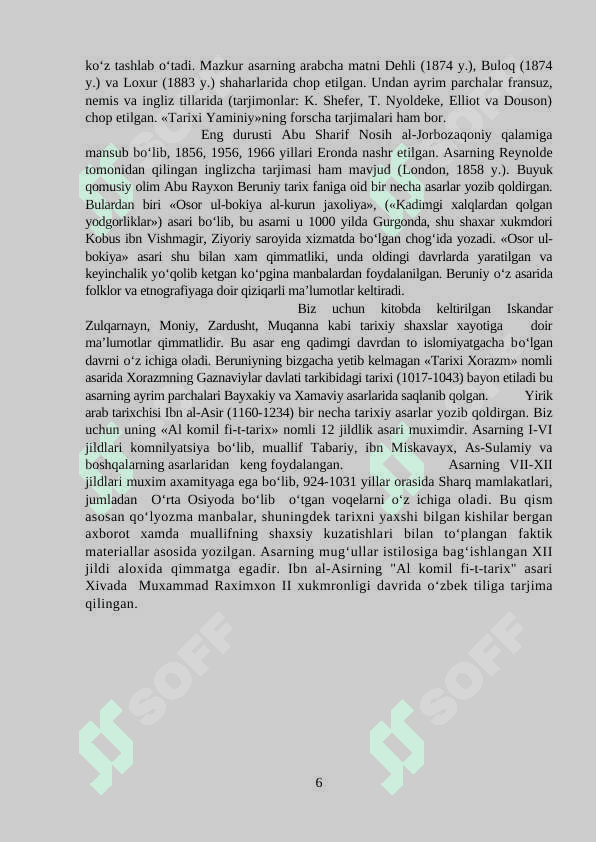 X – XII asrlarda eski o’zbek yozuvid yozilgan asarlarning tarixni o’rganishdagi ahamiyati 6