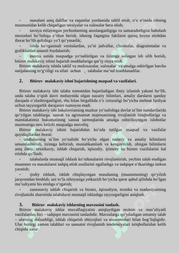 BITIRUV MALAKAVIY ISHLARINI  BAJARISH YUZASIDAN USLUBIY KO‘RSATMA 5