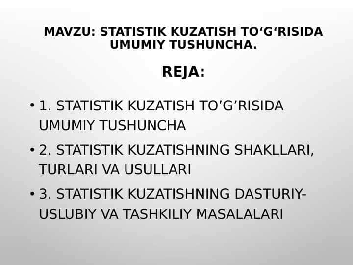 Statistik kuzatish to‘g‘risida umumiy tushuncha 1