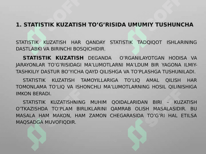 Statistik kuzatish to‘g‘risida umumiy tushuncha 2