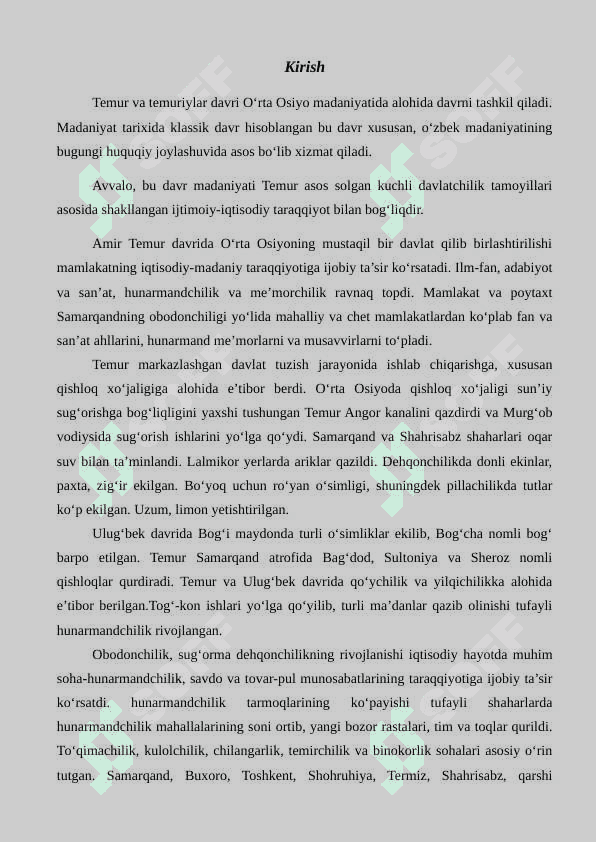 Amir Temur va Temuriylar davri madaniyat va san’at 2