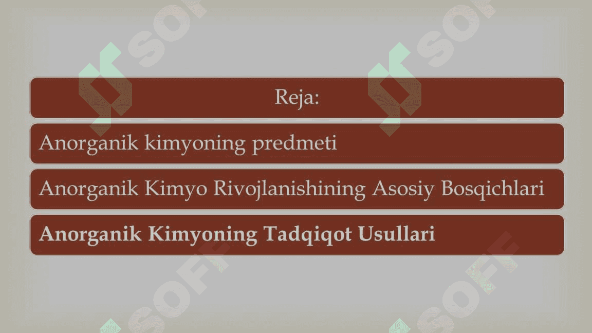 Anorganik kimyo fanining predmeti, rivojlanish davrlari va metodlari 2
