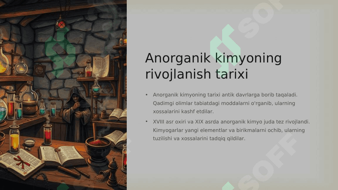 Anorganik kimyo fanining predmeti, rivojlanish davrlari va metodlari 5