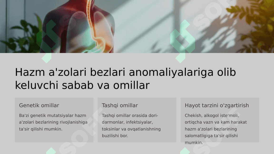 Hazm a'zolari bezlari, postnatal taraqqiyoti, anomaliyalar 8