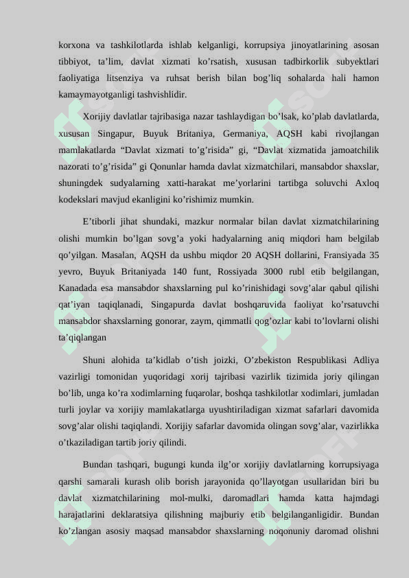 O'zbekiston Respublikasida Korrupsiyaga qarshi kurash borasida amalga oshirilgan islohotlar 6