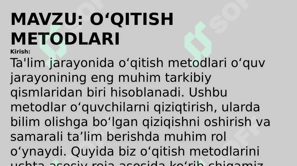 pedagogik O'qitish metodlari 2