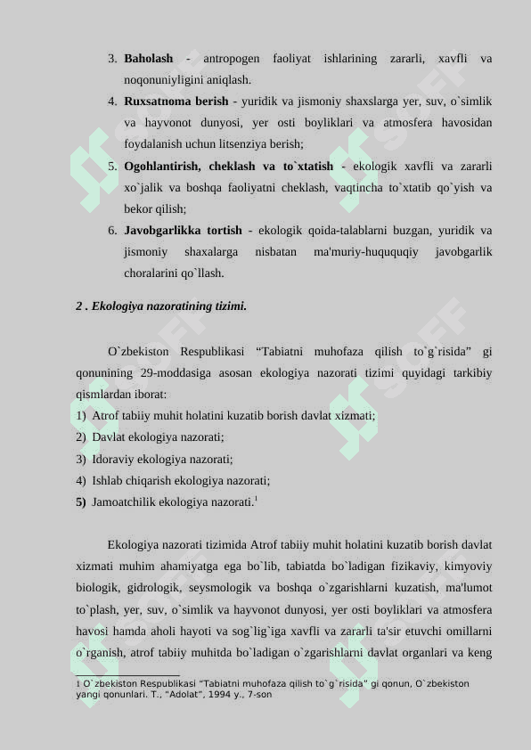 Ekologik ekspertizaning tarkibiy qismlari va tarmoqlari 4