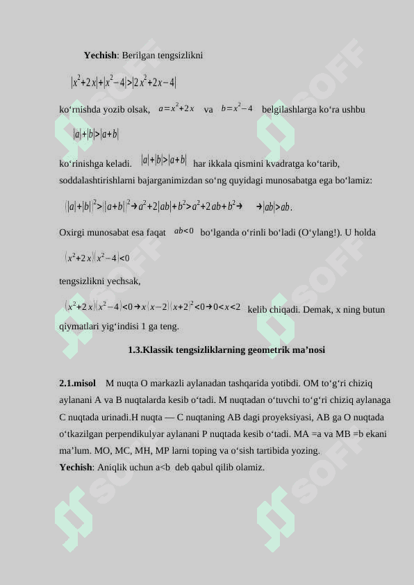 : Ba’zi nostandart tengsizliklarni yechish usullari. 8