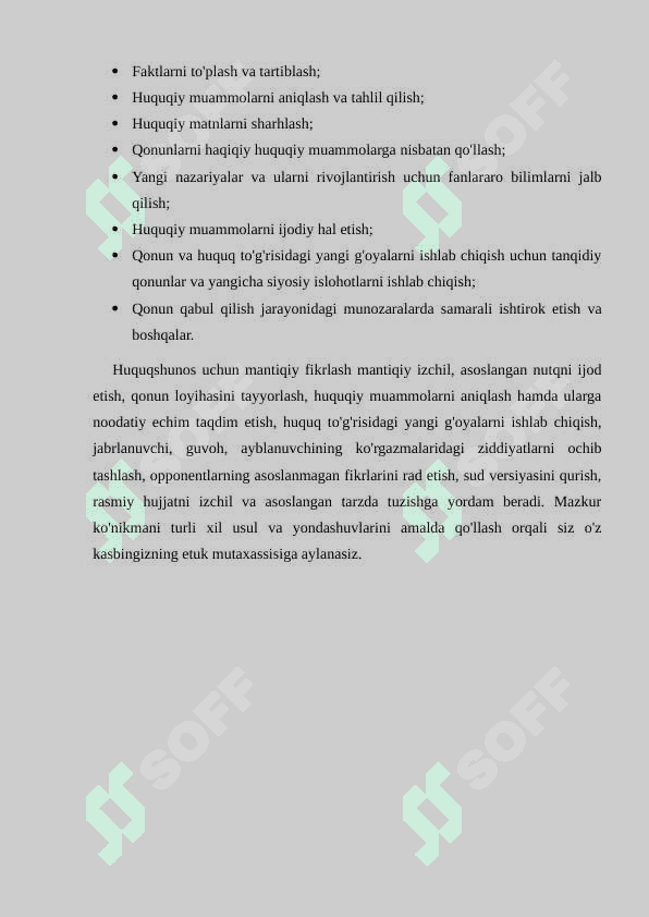 Mantiqiy to'g'ri fikrlash va huquqiy asoslashning yurist faoliyatidagi roli 8