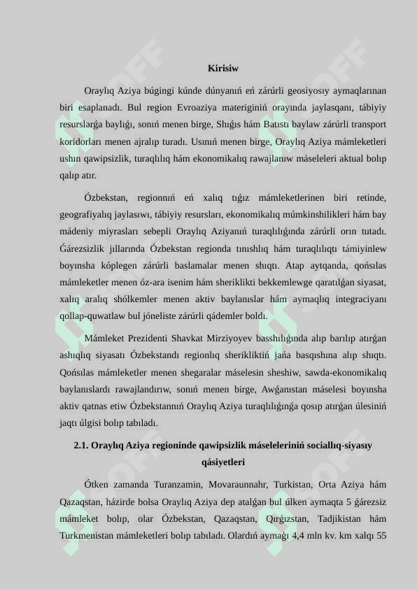Ózbekstannıń Oraylıq Aziyada tınıshlıq hám turaqlılıqtı támiyinlewdegi ornı 3