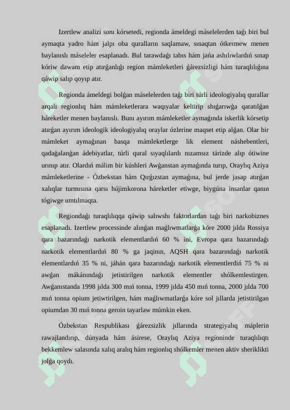 Ózbekstannıń Oraylıq Aziyada tınıshlıq hám turaqlılıqtı támiyinlewdegi ornı 6