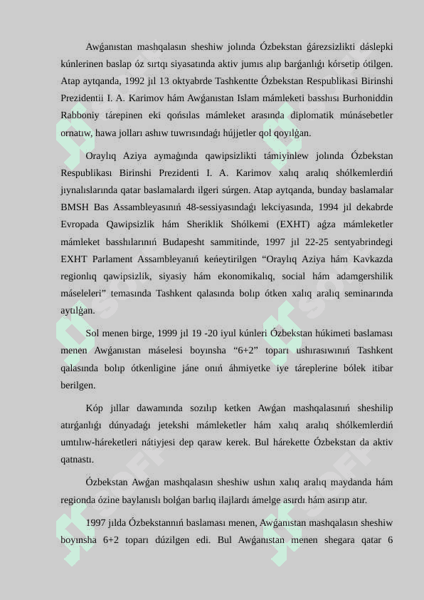 Ózbekstannıń Oraylıq Aziyada tınıshlıq hám turaqlılıqtı támiyinlewdegi ornı 7