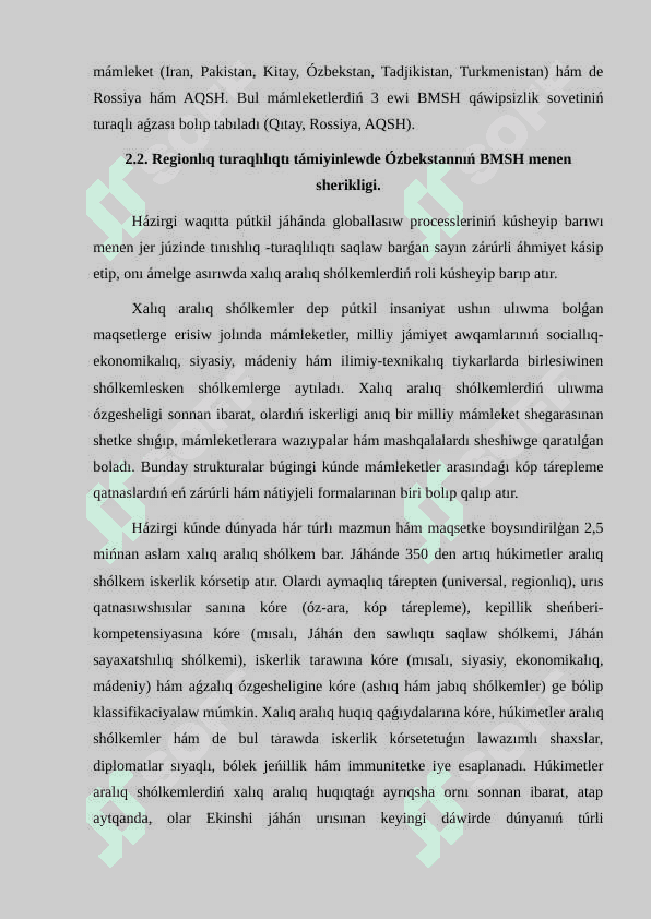 Ózbekstannıń Oraylıq Aziyada tınıshlıq hám turaqlılıqtı támiyinlewdegi ornı 8