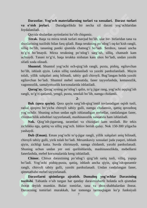 Yog‘och xomashyo tayyorlash to’grisida asosiy tushunchalar 7