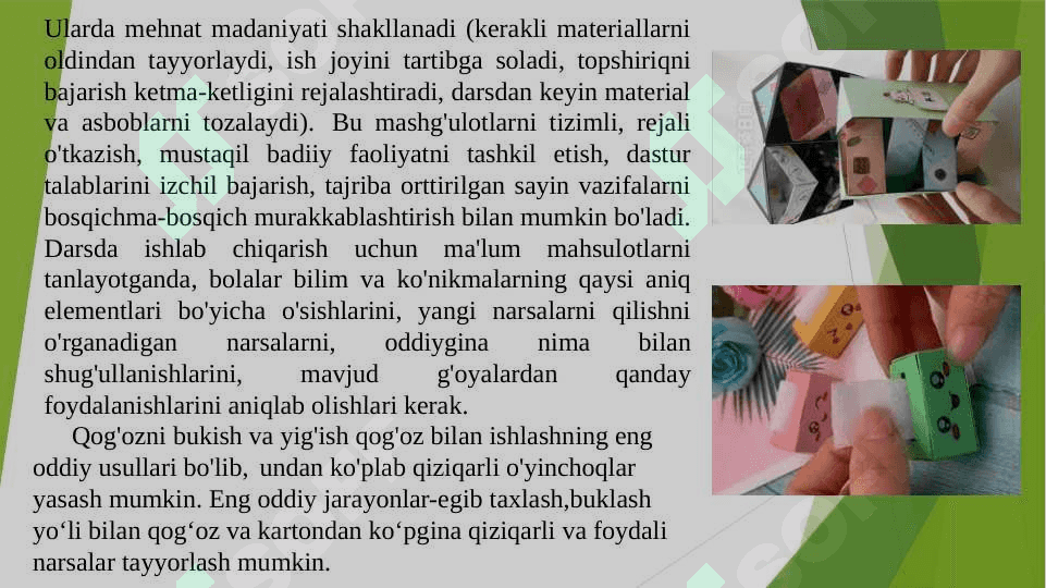 Qog‘oz buyumlardan didaktik o‘yinlar yasash. 4