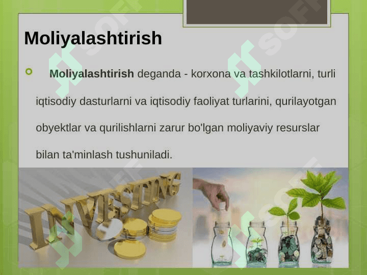 INVESTITSIYA LOYIHALARI VA  BIZNESNING TARKIBI BO‘YICHA BOSHQARUV  QARORLARINI QABUL QILISH 8