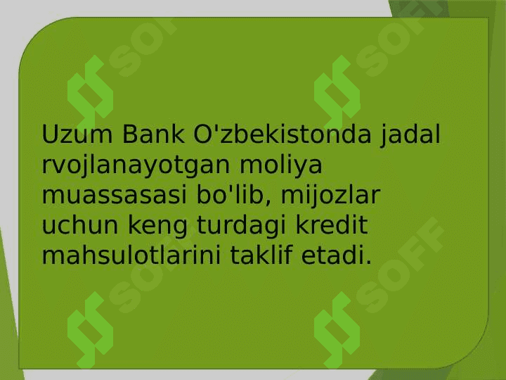 Uzum bank kredit siyosati 2