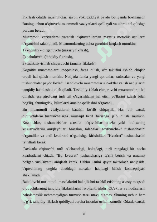 Matematika darslarida muommoli ta’lim 5