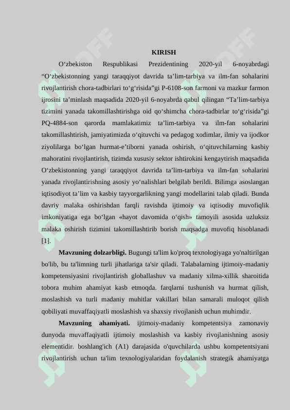 Umumtaʼlim maktabi oʼquvchilarining ijtimoiy –madaniy kompetentsiyasini rivojlantirishda taʼlim texnologiyalarining ahamiyati. (а1 darajadagi oʼquvchilar misolida) 3