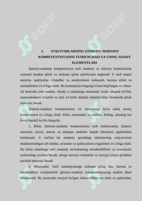Umumtaʼlim maktabi oʼquvchilarining ijtimoiy –madaniy kompetentsiyasini rivojlantirishda taʼlim texnologiyalarining ahamiyati. (а1 darajadagi oʼquvchilar misolida) 5
