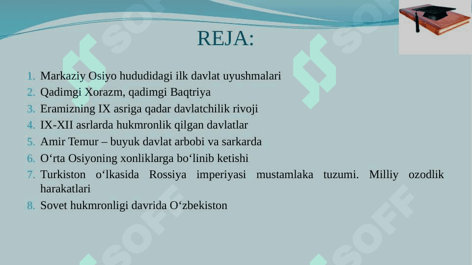 O‘zbek davlatchiligining shakllanishi va taraqqiyot bosqichlari. 2