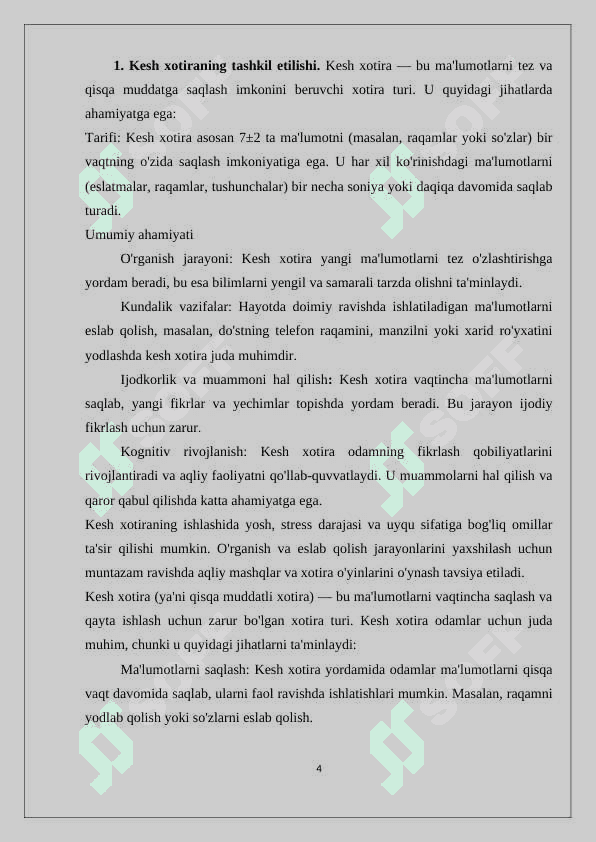 Kompyuter tizimlarida kesh xotira tashkil etish va ishlash 4