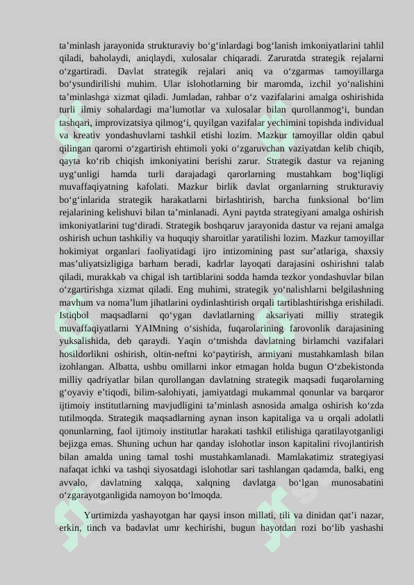 O‘zbekistonni  rivojlantirishning Harakatlar stratigiyasi-milliy taraqqiyot asosi 4