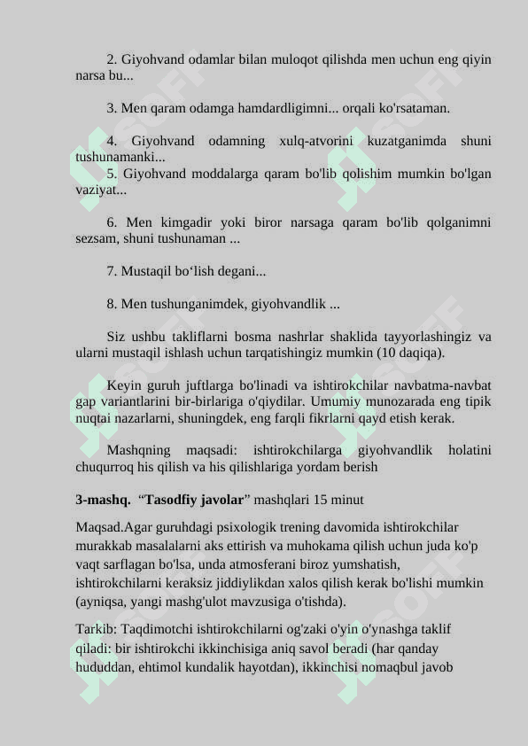 Reallik tyerapiyasi. TRENING DASTUR 3
