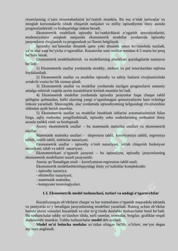 EKONOMETRIK MODELLASHTIRISH ASOSLARI 3