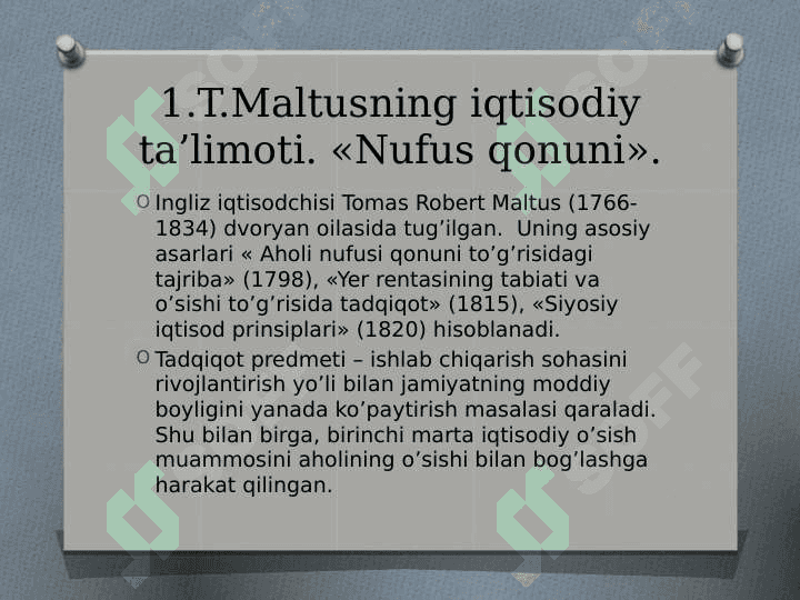 MALTUSNING NUFUS NAZARIYASI 2