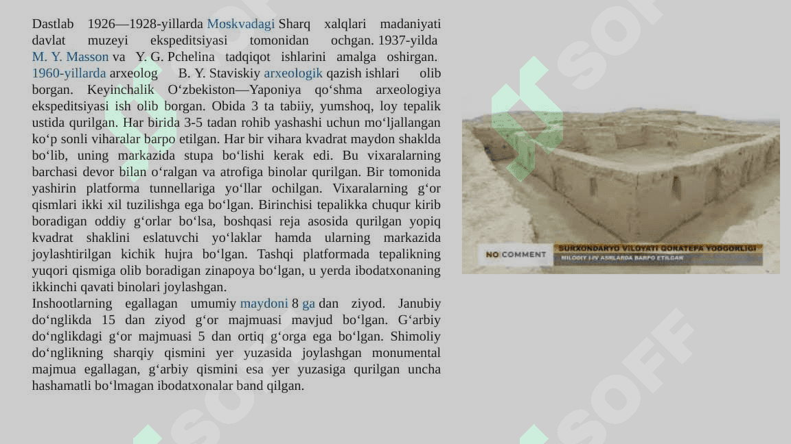 O'zbekistonda buddaviylik dinining tarixiy ildizlari (Qoratepa,Fayoz tepa,Darvanzin tepa)hozirgi zamon. 5