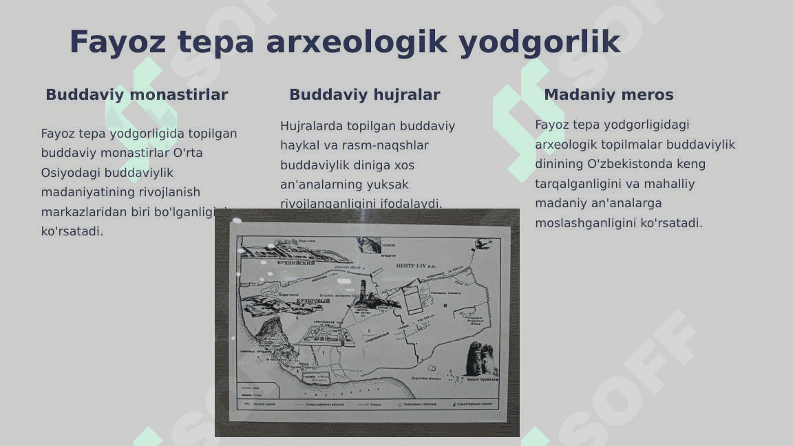 O'zbekistonda buddaviylik dinining tarixiy ildizlari (Qoratepa,Fayoz tepa,Darvanzin tepa)hozirgi zamon. 6