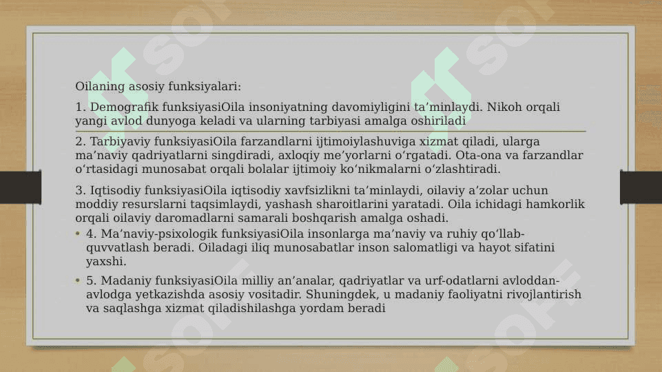 Oila va uning asosiy funksiyalarini shakllantirish 4
