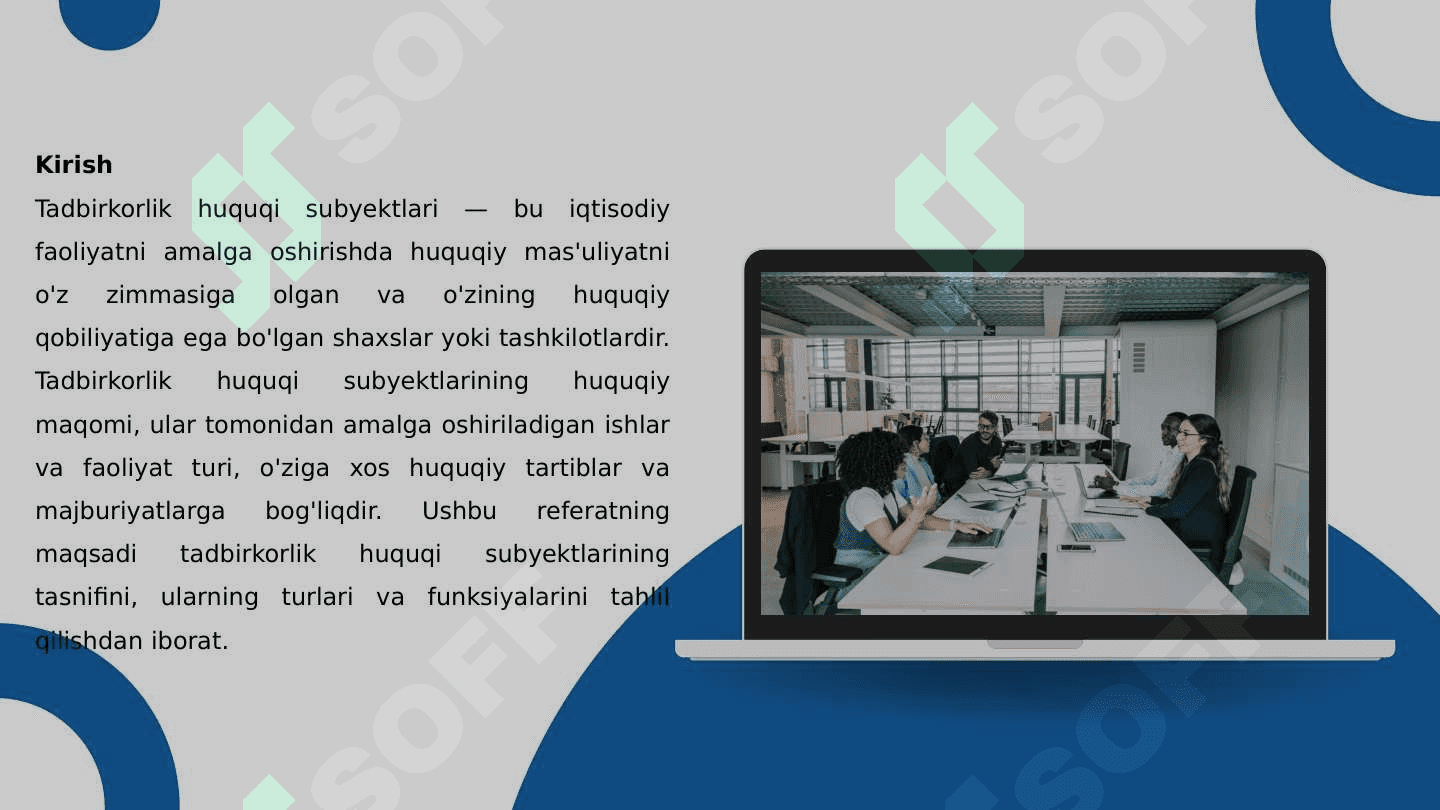Tadbirkorlik huquqi subyektlari tasnifi 2