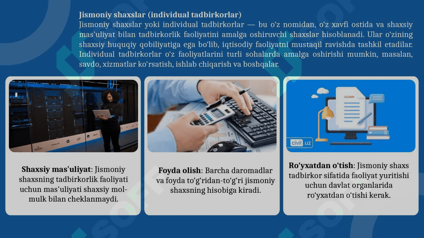 Tadbirkorlik huquqi subyektlari tasnifi 7