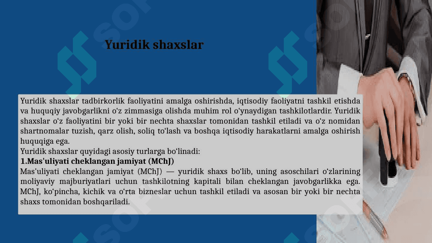 Tadbirkorlik huquqi subyektlari tasnifi 8